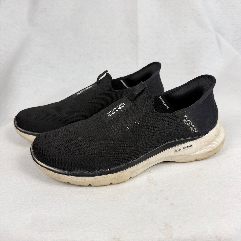 Skechers GoWalk Slip-Ins Mens 10 Hands Free Hyper Pillars Walking Shoes Black